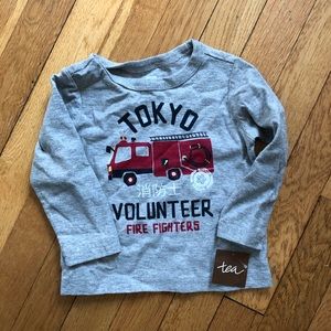 Fire Truck Shirt Tea Collection 6-12 mo Heather Gr